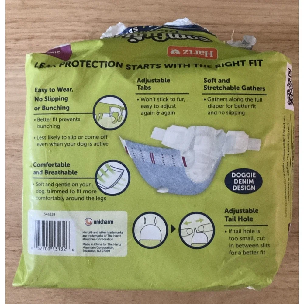 Hartz Comfitables 12 Disposable‎ Diapers For Dogs, Large, Opened But Never Used.